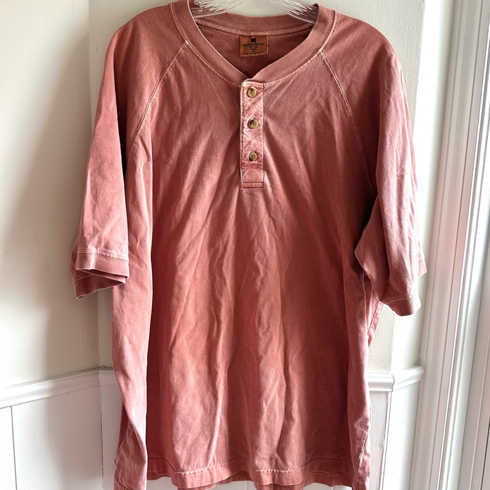 Woolrich Men's Short-Sleeve Henley Burnt Orange Size XL
